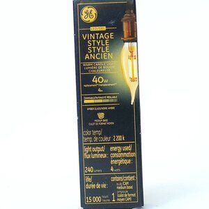 VINTAGE GE STYLE LIGHTBULB Warm Candle Light 40W Dimmable Amber Glass BNIP